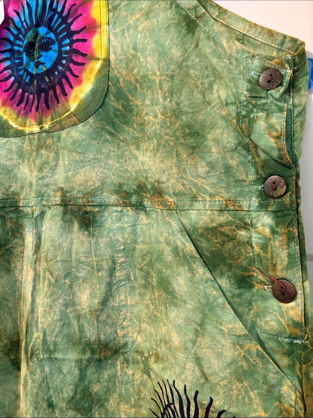 Rising International Green Tie-Dye Wideleg Overalls - NWT M - Hippie, Granola - Picture 6 of 12